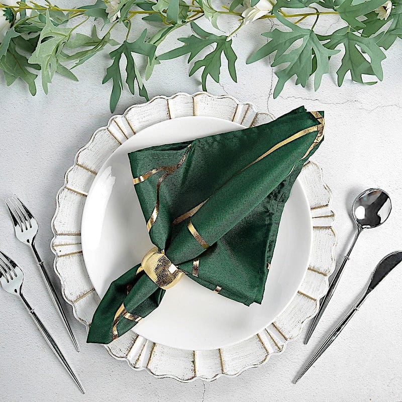 5 pcs 20" x 20" Polyester Dinner Napkins with Metallic Geometric Pattern