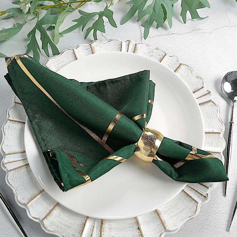 5 pcs 20" x 20" Polyester Dinner Napkins with Metallic Geometric Pattern