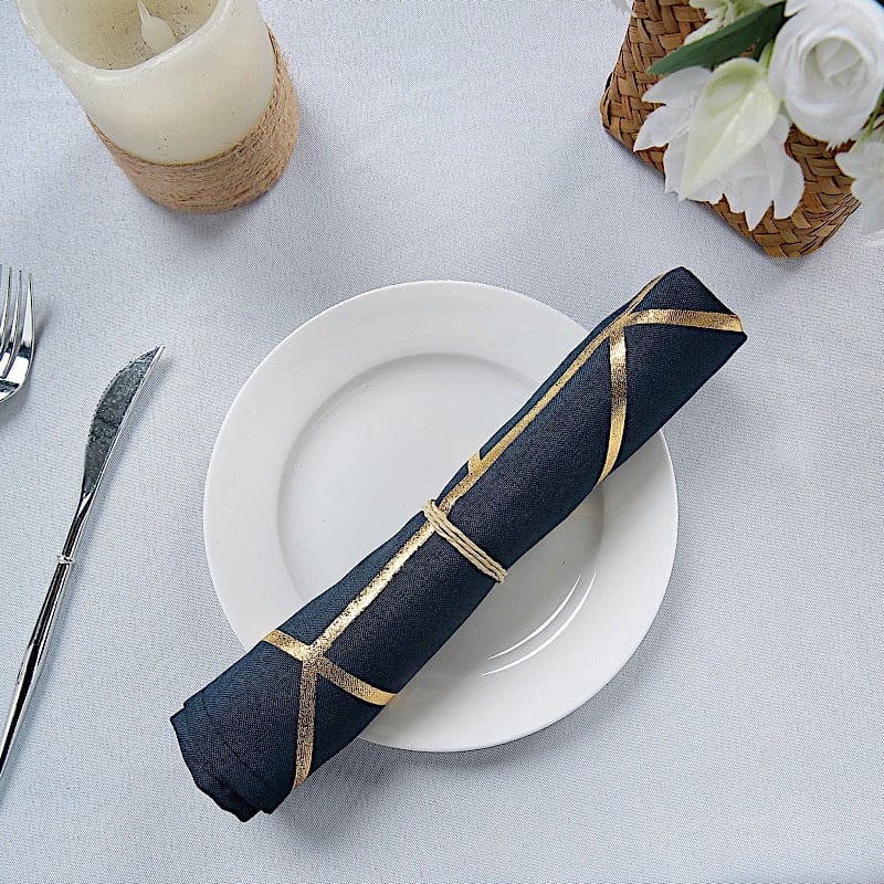 5 pcs 20" x 20" Polyester Dinner Napkins with Metallic Geometric Pattern