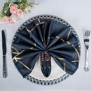 5 pcs 20" x 20" Polyester Dinner Napkins with Metallic Geometric Pattern