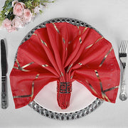 5 pcs 20" x 20" Polyester Dinner Napkins with Metallic Geometric Pattern