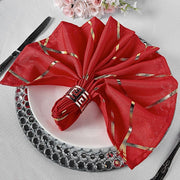 5 pcs 20" x 20" Polyester Dinner Napkins with Metallic Geometric Pattern