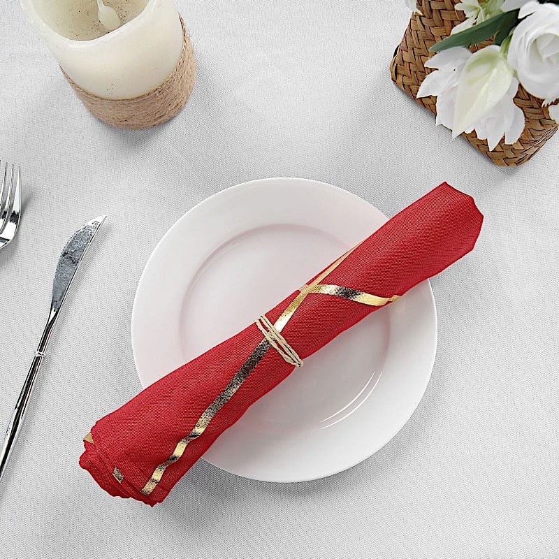 5 pcs 20" x 20" Polyester Dinner Napkins with Metallic Geometric Pattern