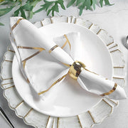 5 pcs 20" x 20" Polyester Dinner Napkins with Metallic Geometric Pattern