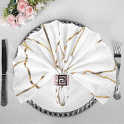 5 pcs 20" x 20" Polyester Dinner Napkins with Metallic Geometric Pattern