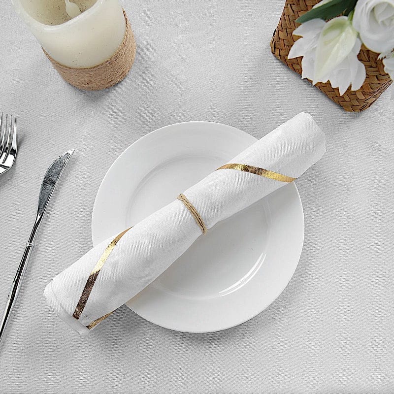 5 pcs 20" x 20" Polyester Dinner Napkins with Metallic Geometric Pattern