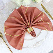 5 pcs 20" x 20" Polyester Dinner Napkins with Metallic Geometric Pattern