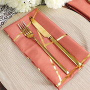 5 pcs 20" x 20" Polyester Dinner Napkins with Metallic Geometric Pattern