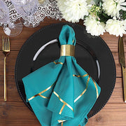 5 pcs 20" x 20" Polyester Dinner Napkins with Metallic Geometric Pattern