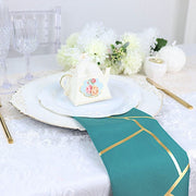 5 pcs 20" x 20" Polyester Dinner Napkins with Metallic Geometric Pattern