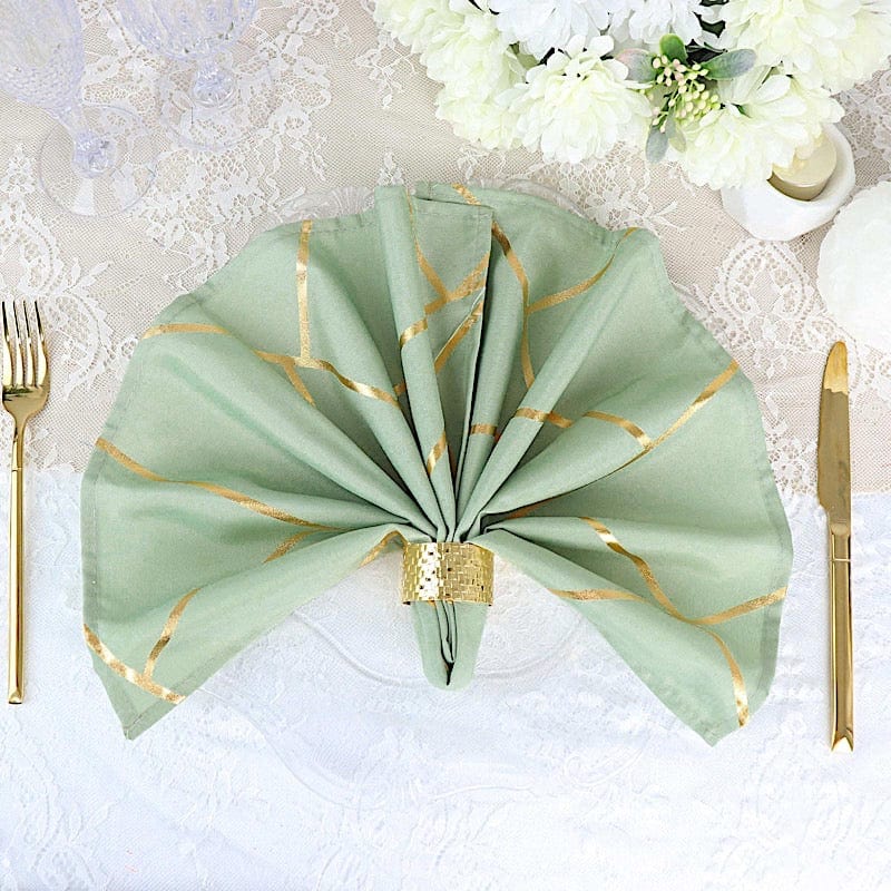 5 pcs 20" x 20" Polyester Dinner Napkins with Metallic Geometric Pattern