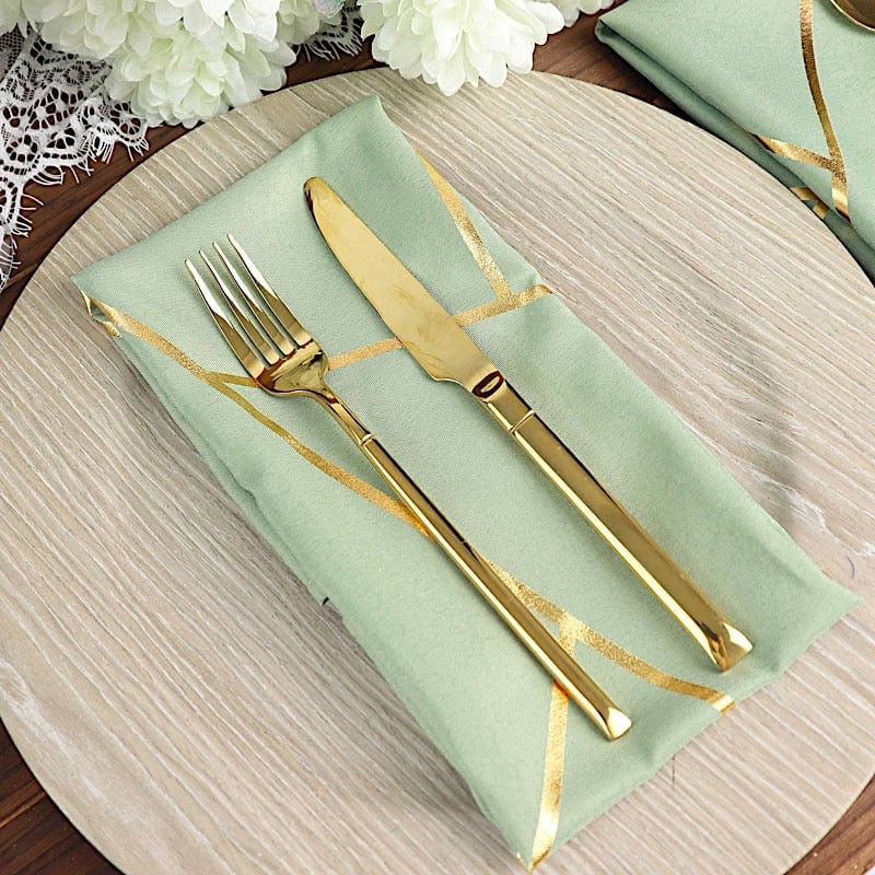 5 pcs 20" x 20" Polyester Dinner Napkins with Metallic Geometric Pattern
