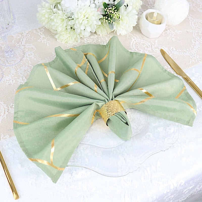 5 pcs 20" x 20" Polyester Dinner Napkins with Metallic Geometric Pattern