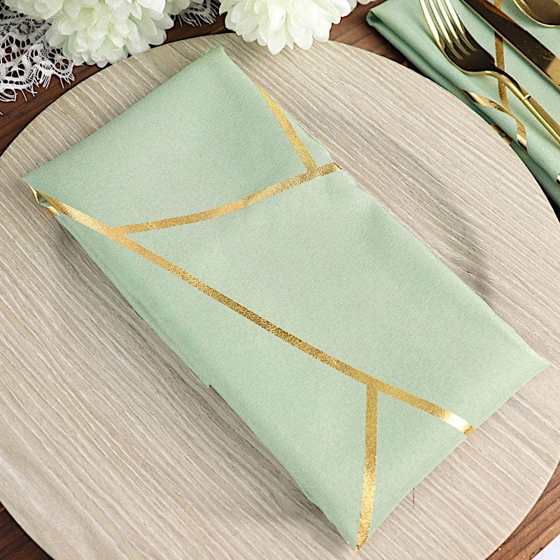 5 pcs 20" x 20" Polyester Dinner Napkins with Metallic Geometric Pattern