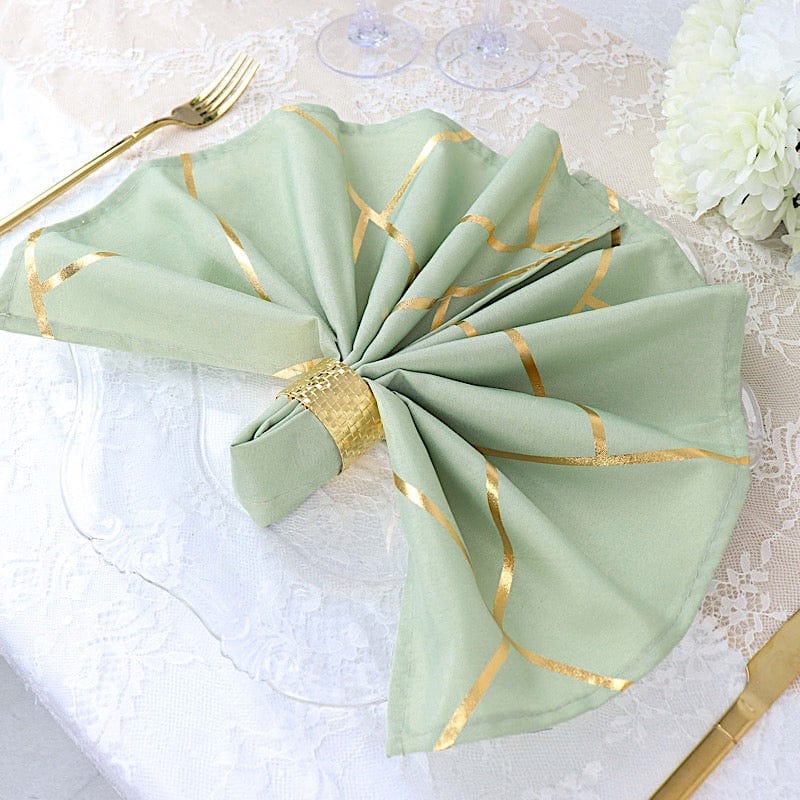 5 pcs 20" x 20" Polyester Dinner Napkins with Metallic Geometric Pattern