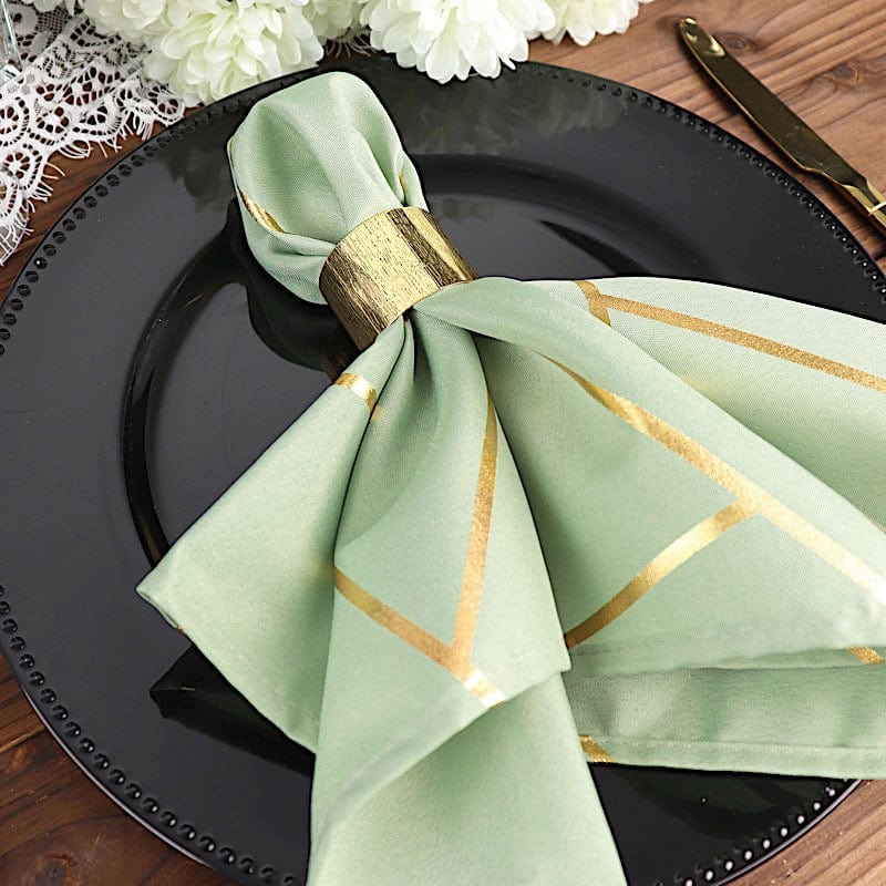 5 pcs 20" x 20" Polyester Dinner Napkins with Metallic Geometric Pattern