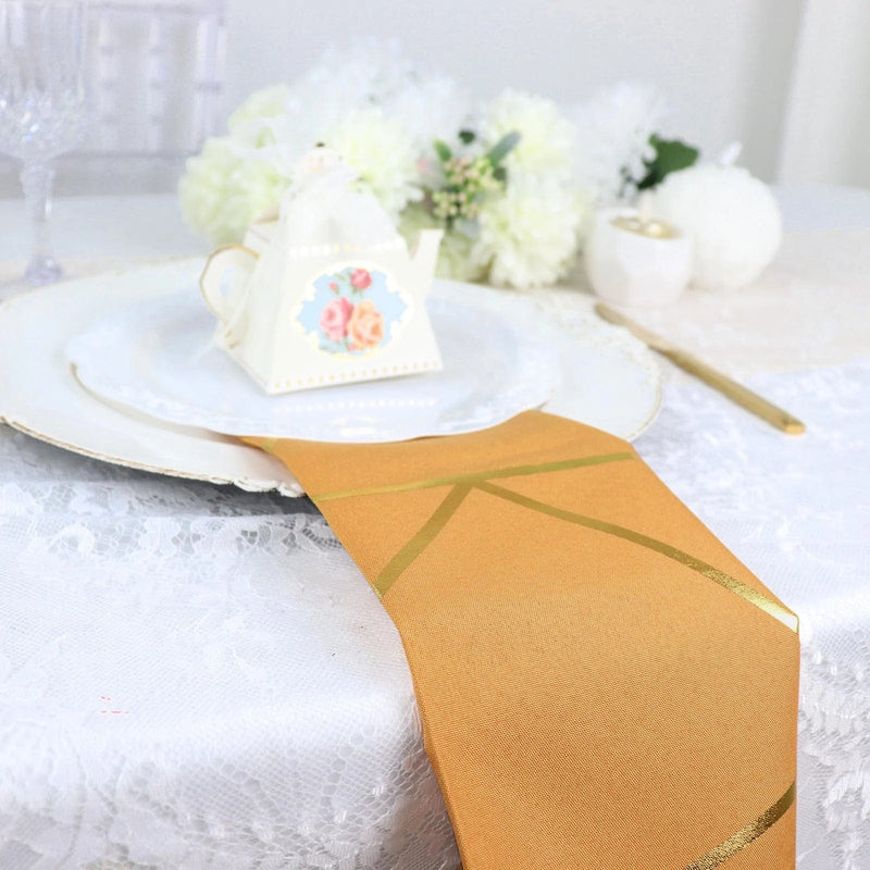 5 pcs 20" x 20" Polyester Dinner Napkins with Metallic Geometric Pattern