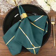 5 pcs 20" x 20" Polyester Dinner Napkins with Metallic Geometric Pattern