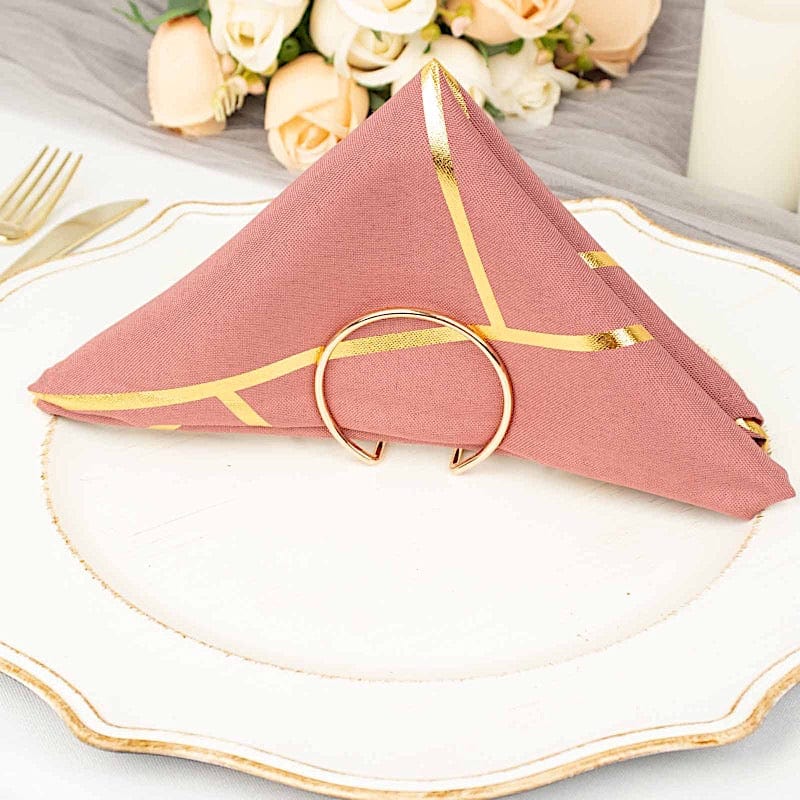 5 pcs 20" x 20" Polyester Dinner Napkins with Metallic Geometric Pattern