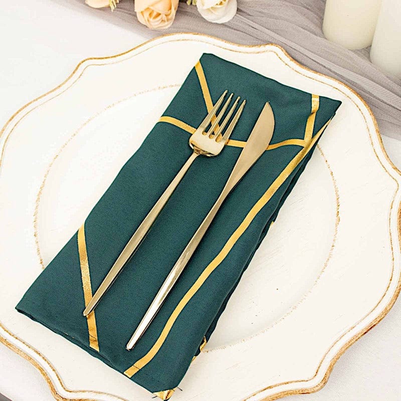 5 pcs 20" x 20" Polyester Dinner Napkins with Metallic Geometric Pattern