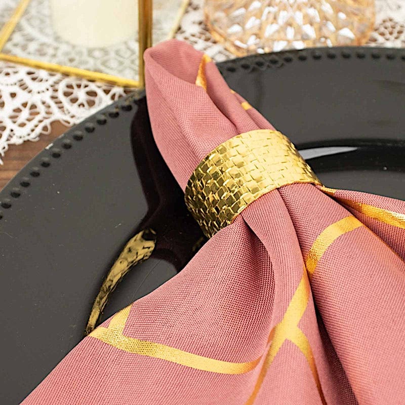 5 pcs 20" x 20" Polyester Dinner Napkins with Metallic Geometric Pattern