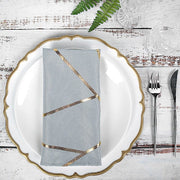 5 pcs 20" x 20" Polyester Dinner Napkins with Metallic Geometric Pattern NAP_FOIL_086_G