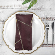 5 pcs 20" x 20" Polyester Dinner Napkins with Metallic Geometric Pattern NAP_FOIL_BURG_G
