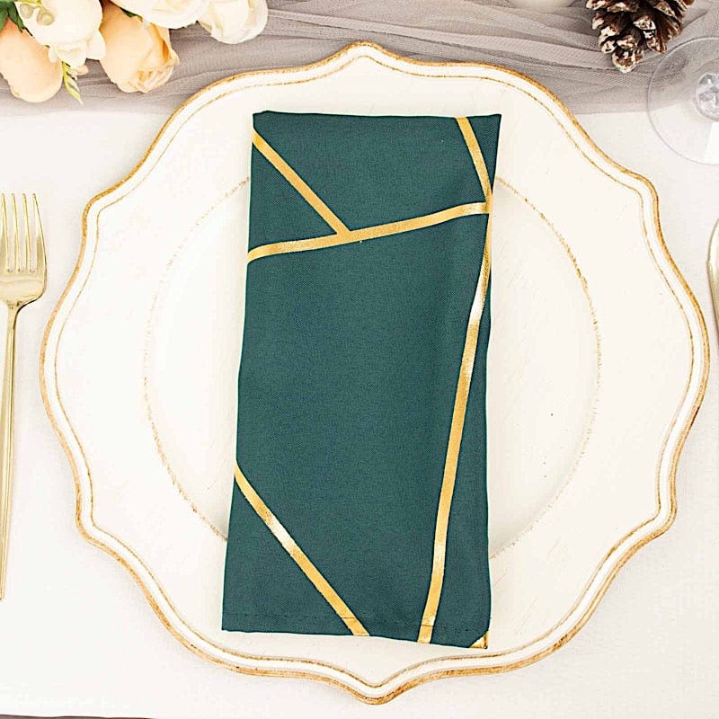 5 pcs 20" x 20" Polyester Dinner Napkins with Metallic Geometric Pattern NAP_FOIL_PCOK_G