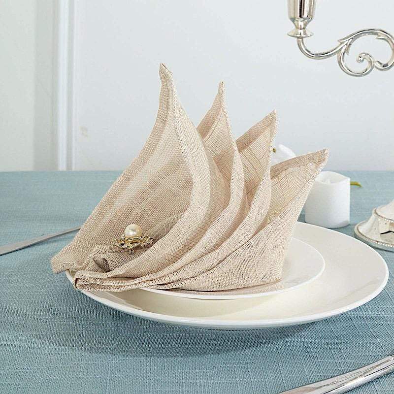 5 pcs 20" x 20" Premium Faux Burlap Polyester Table Napkins