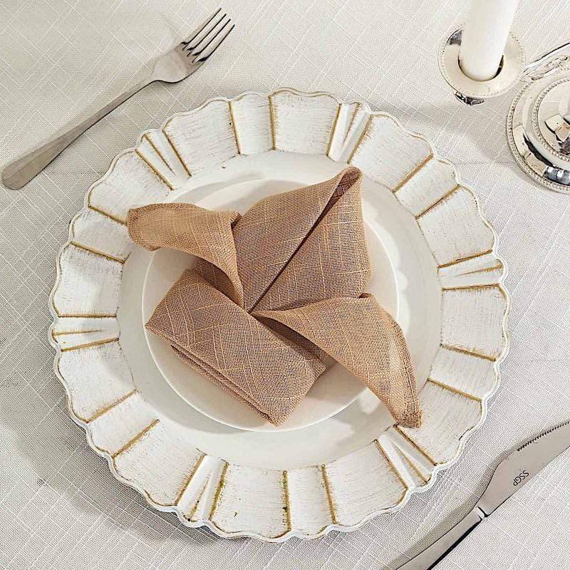 5 pcs 20" x 20" Premium Faux Burlap Polyester Table Napkins NAP_JUTE02_NAT