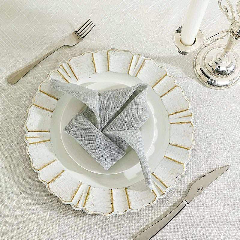 5 pcs 20" x 20" Premium Faux Burlap Polyester Table Napkins NAP_JUTE02_SILV