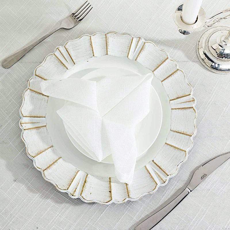 5 pcs 20" x 20" Premium Faux Burlap Polyester Table Napkins NAP_JUTE02_WHT