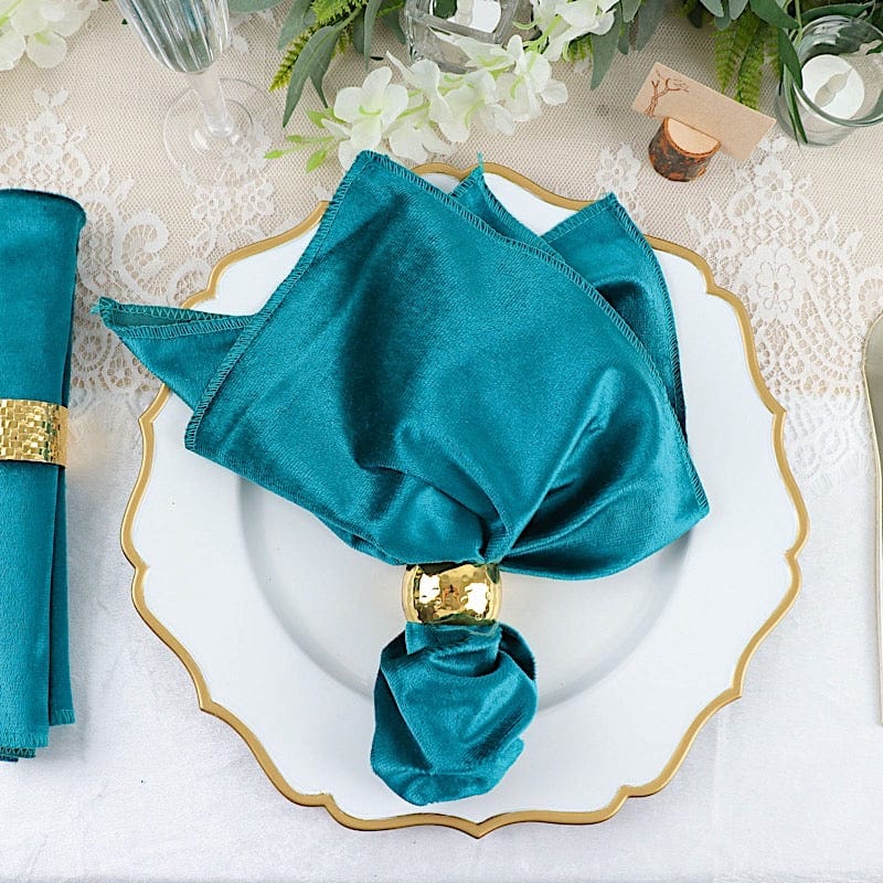 5 pcs 20"x20" Premium Velvet Napkins NAP_VEL_TEAL