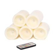5 pcs 4" 5" 6" tall LED Pillar Candles Lights with Remote Control - Ivory LED_CAND_PL001_SET1_IVR