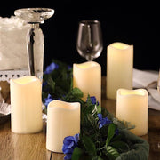 5 pcs 4" 5" 6" tall LED Pillar Candles Lights with Remote Control - Ivory LED_CAND_PL001_SET1_IVR