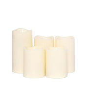5 pcs 4" 5" 6" tall LED Pillar Candles Lights with Remote Control - Ivory LED_CAND_PL001_SET1_IVR