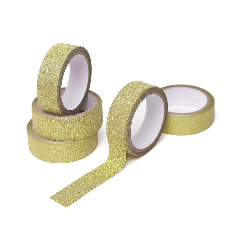 5 pcs 5 yards Self-Adhesive Glittery Washi Tapes GLIT_TAPE_001_GOLD