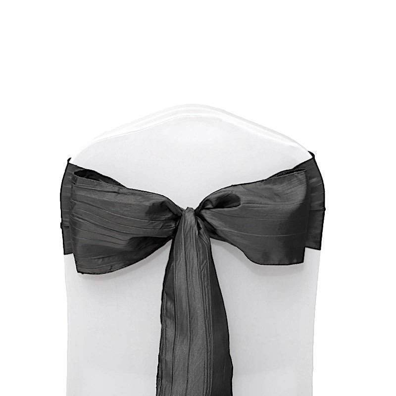 5 pcs Accordion Crinkle Taffeta Chair Sashes SASH_ACRNK_BLK