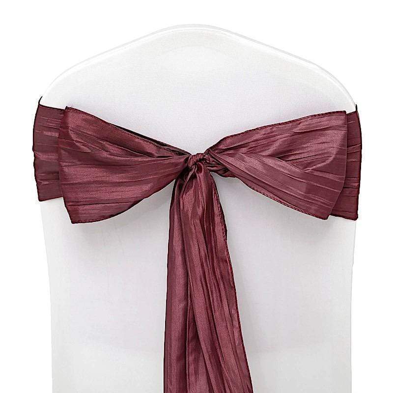 5 pcs Accordion Crinkle Taffeta Chair Sashes SASH_ACRNK_BURG