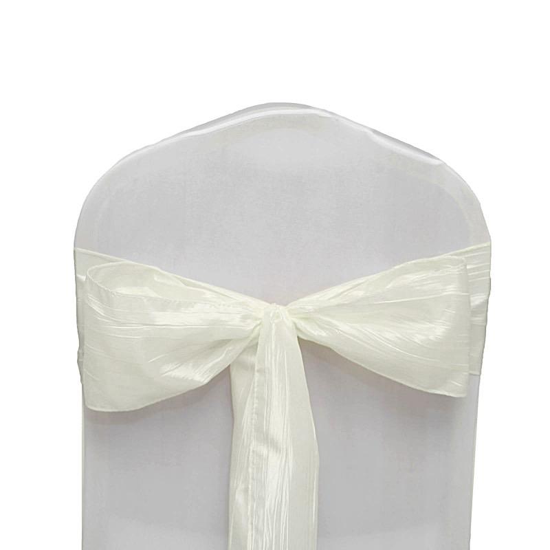 5 pcs Accordion Crinkle Taffeta Chair Sashes SASH_ACRNK_IVR