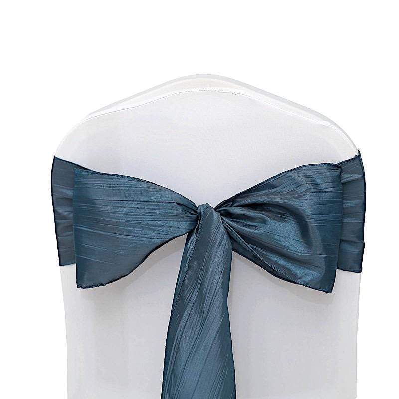5 pcs Accordion Crinkle Taffeta Chair Sashes SASH_ACRNK_NAVY