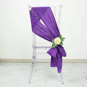 5 pcs Accordion Crinkle Taffeta Chair Sashes SASH_ACRNK_PURP