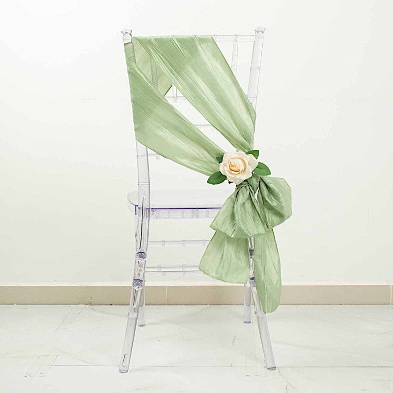 5 pcs Accordion Crinkle Taffeta Chair Sashes SASH_ACRNK_SAGE