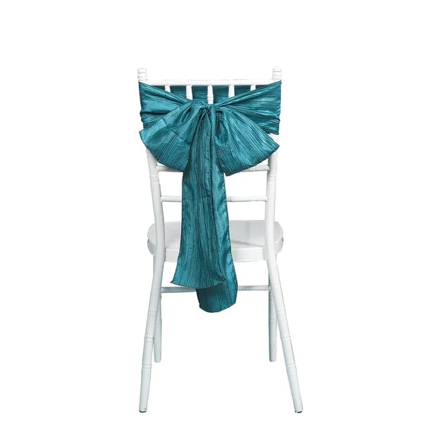 5 pcs Accordion Crinkle Taffeta Chair Sashes SASH_ACRNK_TEAL