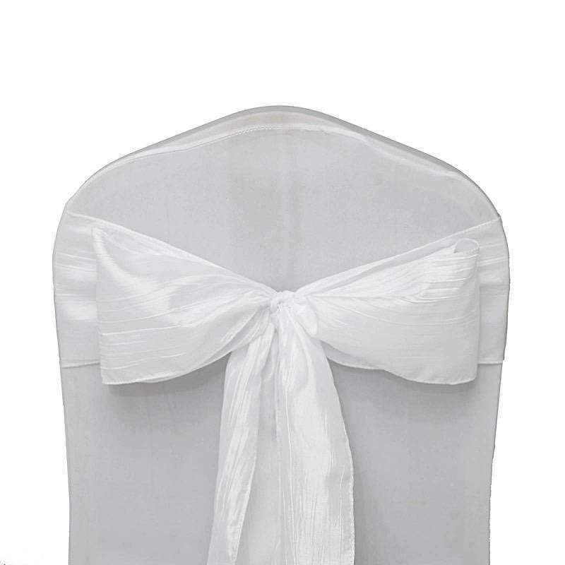 5 pcs Accordion Crinkle Taffeta Chair Sashes SASH_ACRNK_WHT