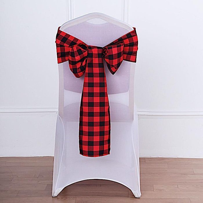 5 pcs Checkered Gingham Polyester Chair Sashes