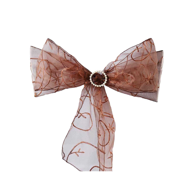 5 pcs Embroidered Chair Sashes SASHP_EMB_CHOC
