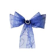 5 pcs Embroidered Chair Sashes SASHP_EMB_NAVY