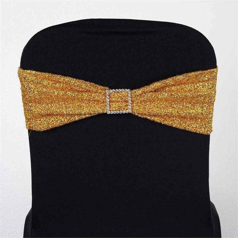 5 pcs Glittered Spandex Chair Sashes SASHP_23_GOLD