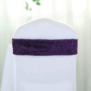 5 pcs Glittered Spandex Chair Sashes SASHP_23_PURP